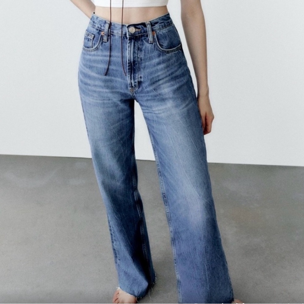 Zara Blue Flare & Wide Leg Jeans